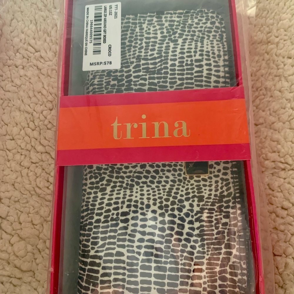 Trina Turk Black Croc Long Wallet